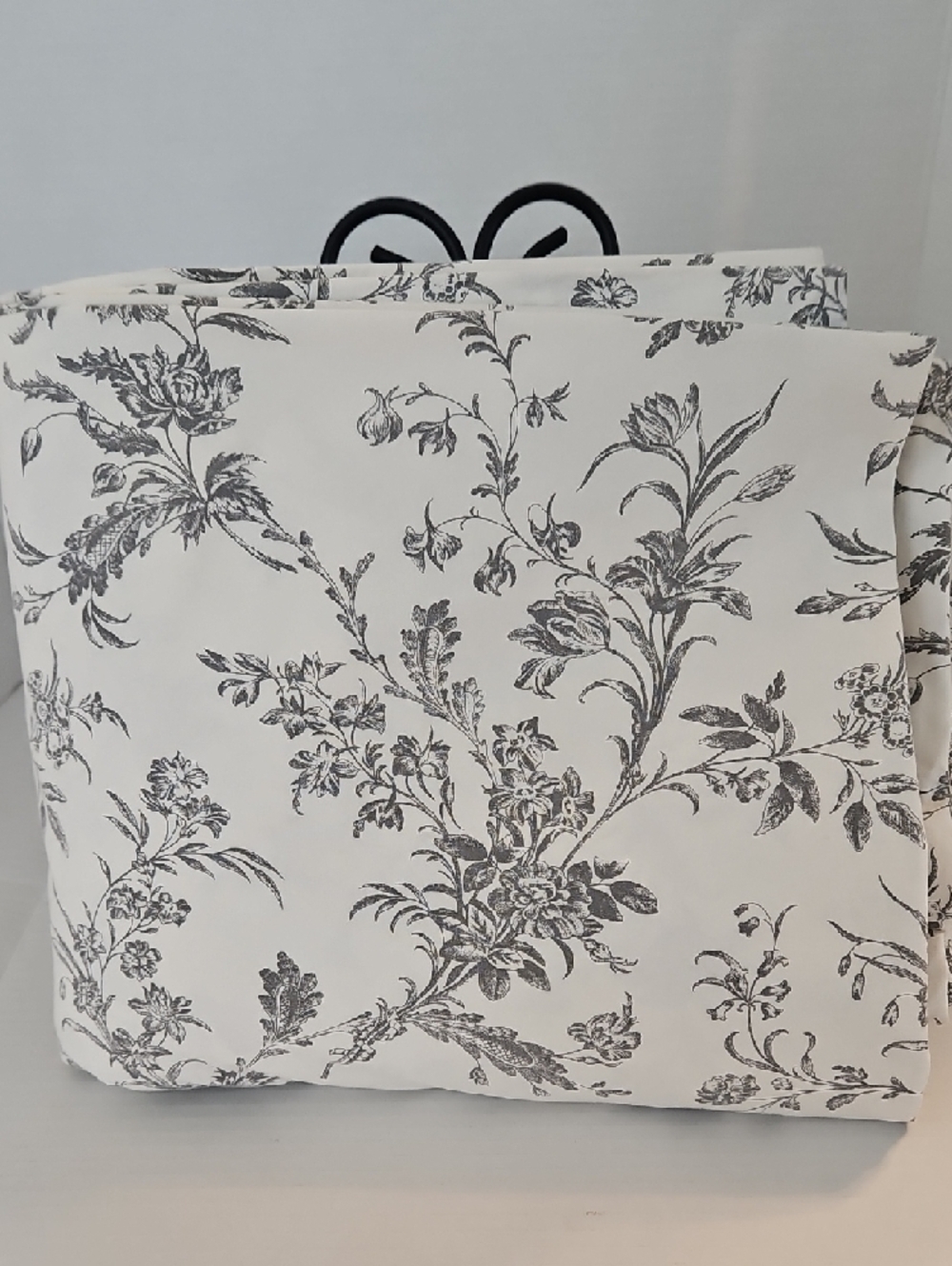 IKEA VTG Alvin Kvist Charcoal Gray White Toile Floral Cotton King Duvet Cover